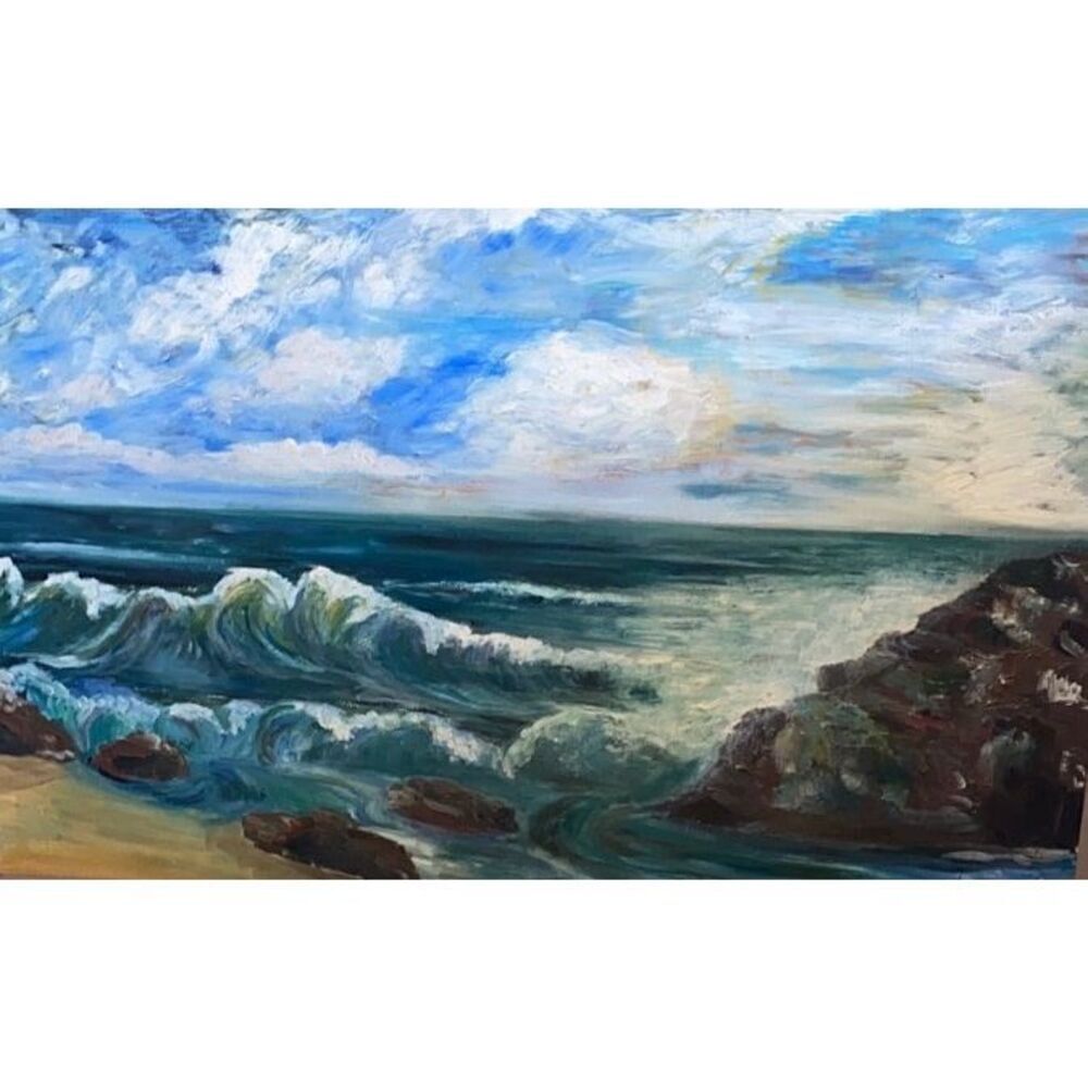 B Phillips Vintage Framed Original Oil Painting 1960 Ocean Seascape Nautical